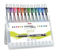 Pentel BL77-12 EnerGel - Bolígrafo de tinta de gel con mecanismo de presión, diámetro de bola de 0,7 mm = 0,35 mm de grosor de trazo, recargable, caja de plástico, 12 unidades, colores surtidos
