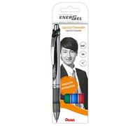 Pentel Bolígrafos Energel BL77-4B retráctiles, punta de bola - Estuche 4 (negro, rojo, azul, verde)