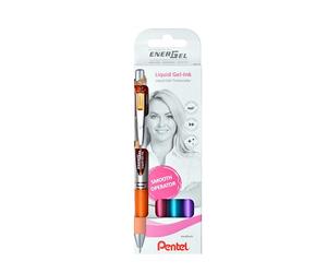Pentel BL77-4COL EnerGel Liquid Gel-Tintenroller, 0,35mm Strichstärke, 4er Set, sortiert mit Druckmechanik