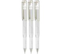 Pentel blanco híbrido mango de gel DX metálico bolígrafos gel ancho 1 mm punta pluma 0,5 mm ancho línea tinta gel K230-WO (paquete de 3)