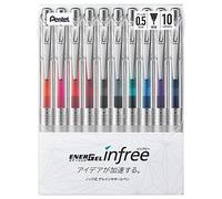 Pentel BLN75TL-10 EnerGel Ink Ballpoint Pen, 0.02 inches (0.5 mm), 10 Colors