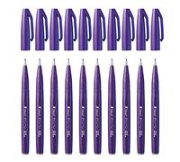 Pentel Bolígrafo de fibra SES15C-V con punta flexible tipo pincel, violeta, 10 unidades