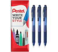 Pentel Bolígrafo de gel retráctil EnerGel X BL107, paquete de 3, azul y negro.
