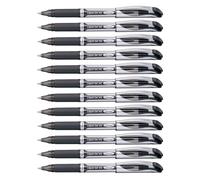 Pentel - Bolígrafo Energel con punta de bola. Escritura en color negro. - Pack de 12
