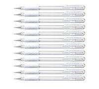 Pentel - Boligrafo Hybrid Gel (punta de 0,8 mm), color blanco. Pack 12