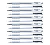 Pentel - Boligrafo Hybrid Gel (punta de 0,8 mm), color plata. Pack 12 unidades