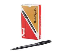 Pentel Bolígrafo S520-A Sign Pen Punta de fibra 0,8 mm Negro, paquete de 12