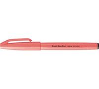 Pentel Bolígrafo SES15C-FBX Brush Sign Pen, rojo neón, punta de fibra, punta tipo pincel, 10 unidades