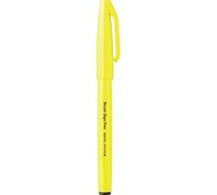 Pentel Bolígrafo SES15C-FGX Brush Sign Pen, amarillo neón, punta de fibra, punta tipo pincel, 10 unidades