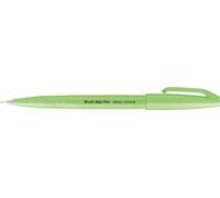 Pentel Bolígrafo SES15C-FKX Brush Sign Pen, verde neón, punta de fibra, punta tipo pincel, 10 unidades