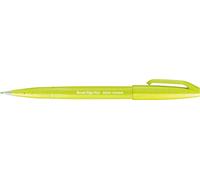 Pentel Bolígrafo SES15C-K2X Brush Sign Pen, verde lima, punta de fibra, punta tipo pincel, 10 unidades