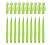 Pentel Bolígrafo SES15C-KX Brush Sign Pen, verde claro, punta de fibra, punta tipo pincel, 10 unidades
