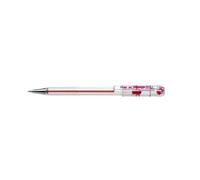 Pentel - Bolígrafo Superb con punta de bola formato MINI y tinta de color rojo con base de aceite de alta densidad. - Pack de 12