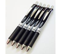 Pentel - Bolígrafos de punta retráctil BL77 EnerGel, paquete de 5 Tinta negra. Punta de metal de 0,7 mm. Empuñadura de goma. BL77-A, 5 unidades.