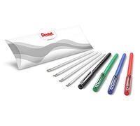 Pentel BX460 iZee - Juego de bolígrafos (4 colores, incluye recambios, colores surtidos, tapa con clip de metal, grosor de trazo 0,5 mm, diámetro de la bola 1,0 mm)