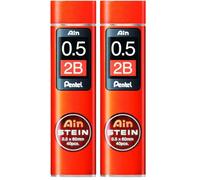 Pentel C275-2BO Ain Stein - Minas para portaminas (0.5 x 60 mm, dureza 2B, 40 unidades) (Paquete de 2)