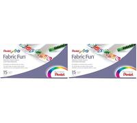 Pentel - Ceras Fabric Fun para uso textil, Caja de 15 colores surtidos, 1 - Pack (Paquete de 2)