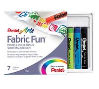 Pentel - Ceras Fabric Fun para uso textil, Caja de 7 colores surtidos