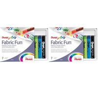 Pentel - Ceras Fabric Fun para uso textil, Caja de 7 colores surtidos (239477) (Paquete de 2)