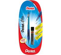 Pentel Clic PD345T - Portaminas, cilindro interior fijo de 4 mm, trazo de 0,5 mm, incluye minas de repuesto, color azul y transparente