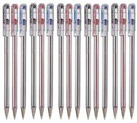 Pentel Colores Surtidos Paquete Excelente Bolígrafo Bolígrafos 0.7mm Punta de Pluma 0.25mm Line Ancho Línea Fina Tinta Recargable BK77 (5 de Cada Color - 15 Plumas - Negro Azul Rojo)