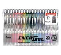 Pentel Energel BL77-20 - Bolígrafo retráctil de gel con soporte plegable, azul, borgoña, verde, gris, lila, azul marino, naranja, turquesa, violeta, surtido de 20 piezas