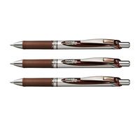 PENTEL ENERGEL BL77 - Lote de 3 bolígrafos de tinta de gel retráctil (0,7 mm), color marrón