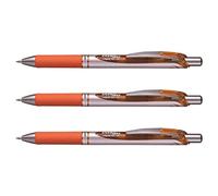 PENTEL Energel BL77 - Lote de 3 bolígrafos retráctiles (tinta de gel retráctil, punta de 0,7 mm), color naranja