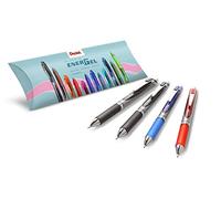Pentel Energel BL80, Roller tinta de gel retráctil punta ancha 1 mm, pack de 4 colores surtidos (2 negro, 1 rojo, 1 azul)