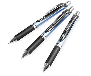 Pentel Energel BLN75 - Bolígrafo de punta redonda (0,5 mm, 3 unidades), color negro