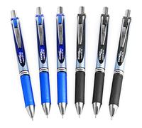 Pentel Energel BLN75 - Bolígrafo retráctil de tinta de gel (0,5 mm, 6 unidades), color negro y azul