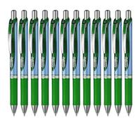 Pentel Energel BLN75 - Bolígrafo roller retráctil (tinta de gel, 0,5 mm, 12 unidades), color verde