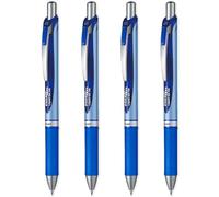 Pentel Energel BLN75 - Bolígrafo roller retráctil (tinta de gel, 0,5 mm, 4 unidades), color azul