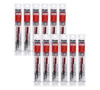 Pentel Energel - Lote de 12 cartuchos de tinta de recambio para bolígrafos Pentel Energel BLN75, BLN105 y BL625 (punta aguja 0.5 mm), color rojo