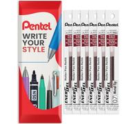 Pentel Energel - Recambio de punta de metal LR7 de 0,7 mm, recambio para bolígrafo BL77/BL57/BL37, paquete de 6 (Burdeos)