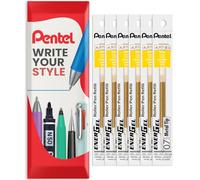 Pentel Energel - Recambio de punta de metal LR7 de 0,7 mm, recambio para bolígrafo BL77/BL57/BL37, paquete de 6 (Amarillo)