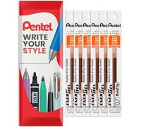 Pentel Energel - Recambio de punta de metal LR7 de 0,7 mm, recambio para bolígrafo BL77/BL57/BL37, paquete de 6 (Naranja)