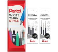 Pentel Energel - Recambio de punta de metal LR7 de 0,7 mm, recambio para bolígrafo BL77/BL57/BL37, paquete de 6 (Negro)