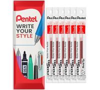 Pentel Energel - Recambio de punta de metal LR7 de 0,7 mm, recambio para bolígrafo BL77/BL57/BL37, paquete de 6 (Rojo)