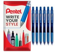 Pentel Energel X BL107 - Bolígrafos retráctiles de gel (punta de 0,7 mm, 6 unidades, en caja regalo), color azul marino