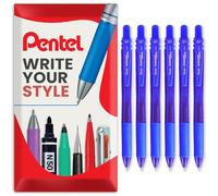 Pentel Energel X BL107 - Bolígrafos retráctiles de gel, punta de 0,7 mm, paquete de 6 en paquete de regalo, color azul