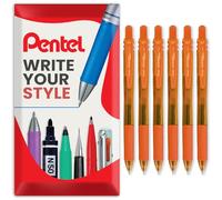 Pentel Energel X BL107 - Bolígrafos retráctiles de gel (punta de 0,7 mm, tinta naranja, 6 unidades, en caja regalo)
