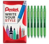Pentel Energel X BL107 - Bolígrafos retráctiles de gel (punta de 0,7 mm, tinta verde, 6 unidades, en caja regalo)