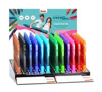 Pentel energel x expositor de 72 boligrafos de bola retractiles tinta gel - punta 0.7mm - trazo 0.35mm - recargable - grip de agarre - 50% de materiales reciclados - colores surtidos