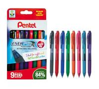 Pentel EnerGel X YBL107/9-M - Bolígrafo con punta de 0,7 mm, colores surtidos