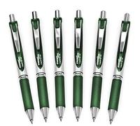 Pentel EnerGel XM BL77 - Bolígrafo retráctil de tinta de gel líquido, 0,7 mm, 54% reciclado, color verde bosque, paquete de 6