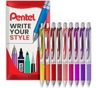 Pentel EnerGel XM BL77 - Bolígrafo retráctil de tinta de gel líquido, 0,7 mm, 54 % reciclado, tonos de puesta de sol, en paquete de regalo, paquete de 9