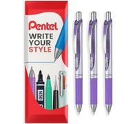 Pentel Energel XM BL77 - Retráctil Liquid Gel Pluma de Tinta - 0.7mm - 54% Reciclada - Lila - Paquete De 3