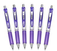 Pentel Energel XM BL77 - Retráctil Liquid Gel Pluma de Tinta - 0.7mm - 54% Reciclada - Lila - Paquete De 6
