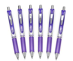 Pentel Energel XM BL77 - Retráctil Liquid Gel Pluma de Tinta - 0.7mm - 54% Reciclada - Lila - Paquete De 6